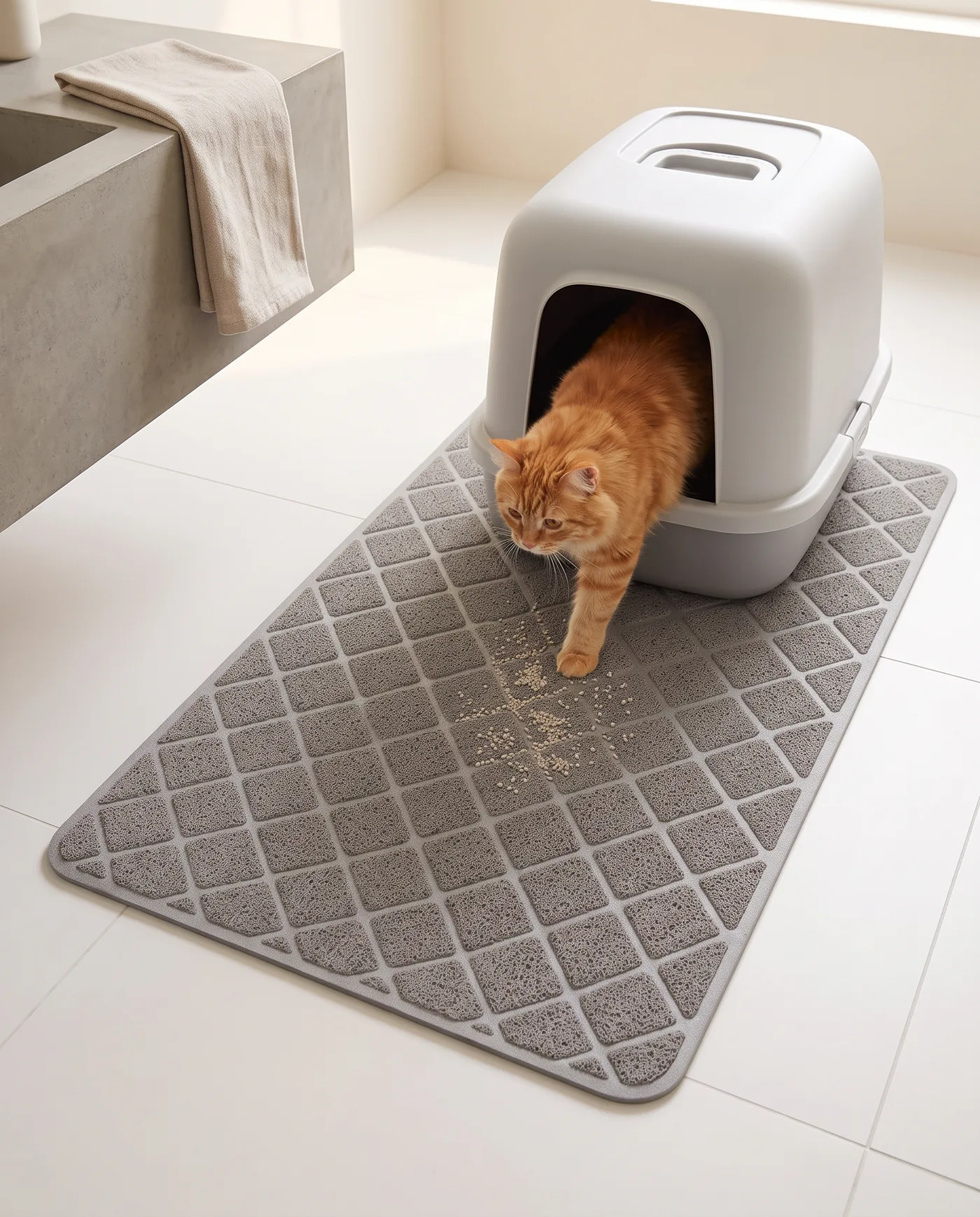 Tapis de litière piégeur, en situation